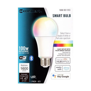EcoSmart 12.2 Watt Smart A21 LED Light Bulb (Hubspace App Compatible) 100 Watt Replacement using only 12.2W - DollarFanatic.com