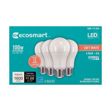 EcoSmart 14 Watt Dimmable Indoor A19 LED Light Bulbs - Soft White (4 Pack) 100W Equiv. - DollarFanatic.com