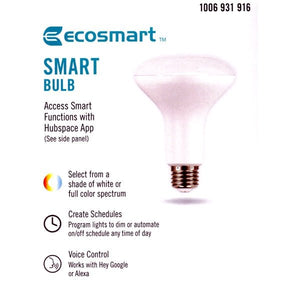 EcoSmart 7.8 Watt Smart BR30 LED Flood Light Bulb (Hubspace App Compatible) 65 Watt Replacement using only 7.8W - DollarFanatic.com