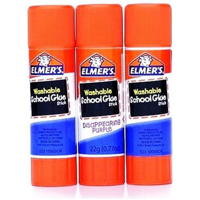 Elmer's GIANT Washable Disappearing Purple School Glue Sticks (3 Pack) Total Net wt. 2.31 oz. - DollarFanatic.com