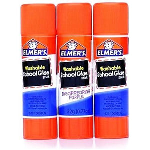 Elmer's GIANT Washable Disappearing Purple School Glue Sticks (3 Pack) Total Net wt. 2.31 oz. - DollarFanatic.com