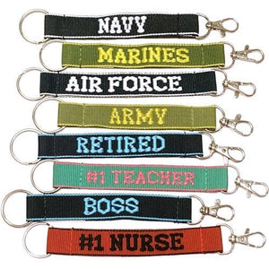 Embroidered Career Keychain Nylon Key Strap & Clip (1" x 7.75") Select Title - DollarFanatic.com
