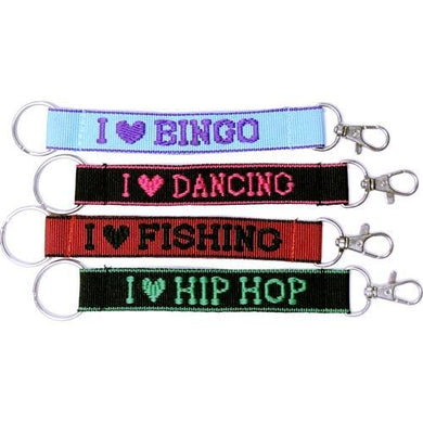 Embroidered Fun Hobby Keychain Nylon Key Strap & Clip - I Love ... (1