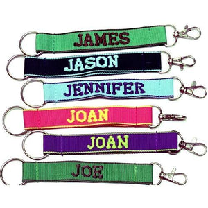 Embroidered Name Keychain Nylon Key Strap & Clip (1" x 7.75") Select Name Starting with "J" - DollarFanatic.com