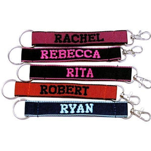 Embroidered Name Keychain Nylon Key Strap & Clip (1" x 7.75") Select Name Starting with "R" - DollarFanatic.com
