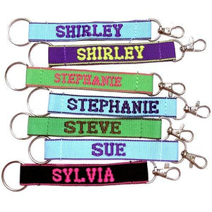 Embroidered Name Keychain Nylon Key Strap & Clip (1" x 7.75") Select Name Starting with "S" - DollarFanatic.com