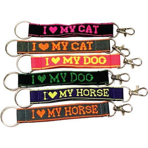 Embroidered Pet Lover's Keychain Nylon Key Strap & Clip - I Love My ... (1" x 7.75") Select Pet Type - DollarFanatic.com