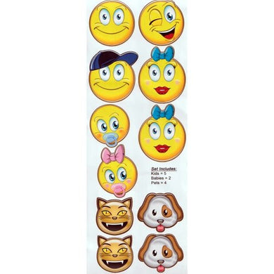 Emoticons Emoji Family Window Sticker Decal Pack (11 Count Sheet) - DollarFanatic.com