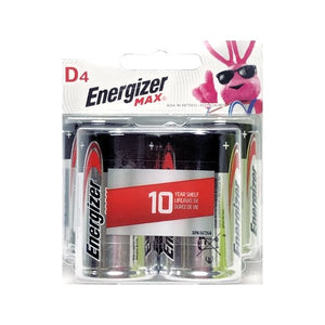 Energizer Max D Alkaline Batteries (4 Pack) 10 Year Shelf Life - DollarFanatic.com