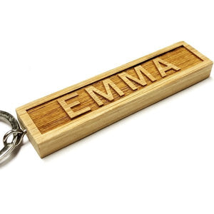 Engraved Name Wood Block Keychain (.75" x 3.25") Select Name - DollarFanatic.com