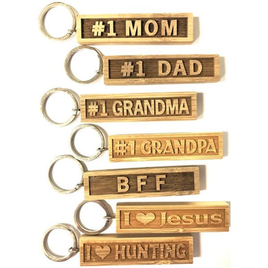 Engraved Novelty Title Name Wood Block Keychain (.75