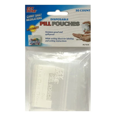 Ezy Dose Zipper-Seal Pill Pouch with Labeling Organization - Clear (50 Count) Moisture-proof, Airtight Seal - DollarFanatic.com