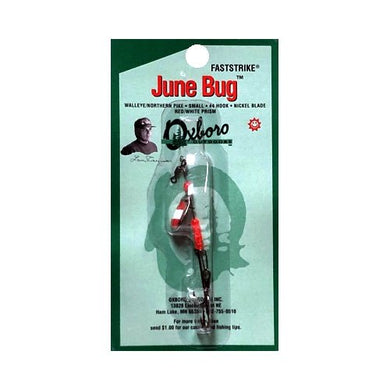Faststrike Walleye/Northern Pike June Bug Spinner - Red/White Prism (Small - #4 Hook) - DollarFanatic.com