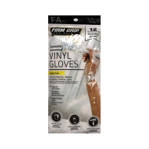 Firm Grip Disposable Vinyl Gloves (6 Pairs) Latex Free - DollarFanatic.com