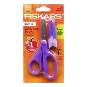 Fiskars 5" Blunt-Tip Kids Safety Scissors with Eraser Cover Sheath (Select Color) - DollarFanatic.com