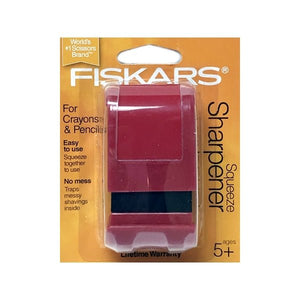 Fiskars Squeeze Pencil & Crayon Sharpener (Select Color) - DollarFanatic.com