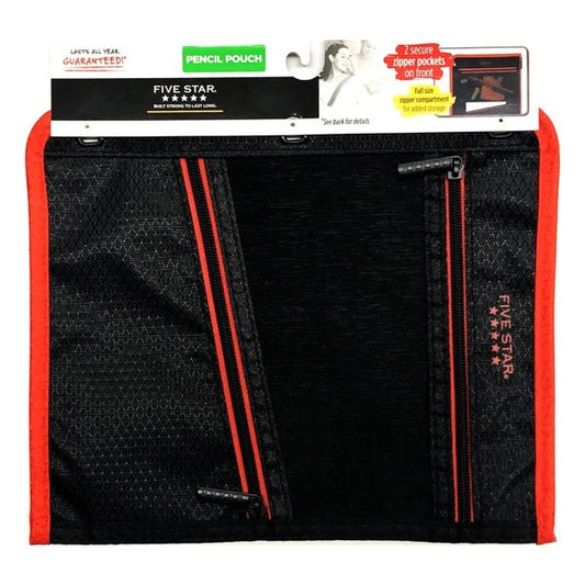 Five Star Large Binder Pencil Pouch - Select Color (11" x 8.75") 3 Secure Zipper Compartments - DollarFanatic.com
