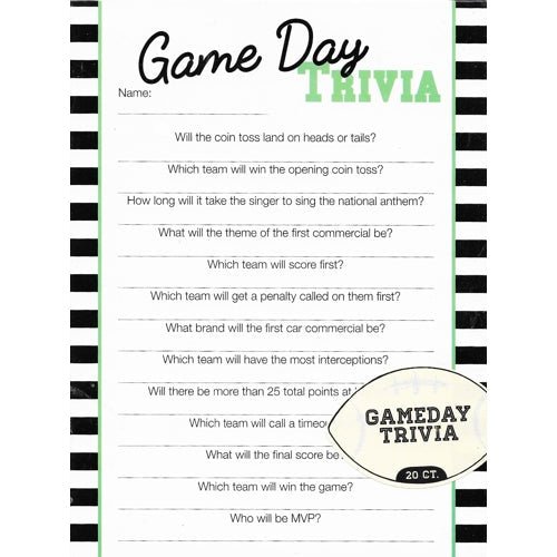 Football Game Day Trivia Activity Game Pack (20 count) - DollarFanatic.com