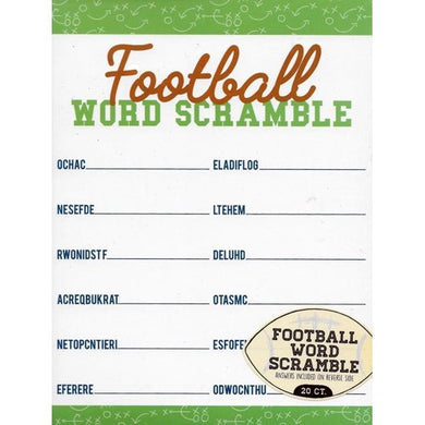 Football Game Day Word Scramble Game Pack (20 count) - DollarFanatic.com