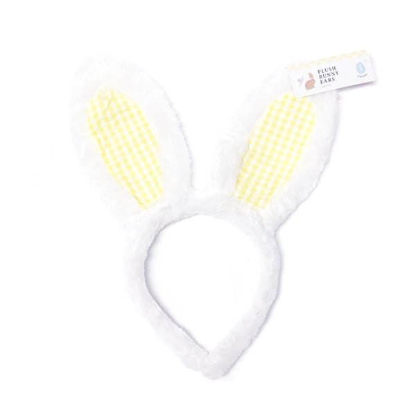 Furry Bunny Ears Headband - White/Yellow (1 Piece) - DollarFanatic.com