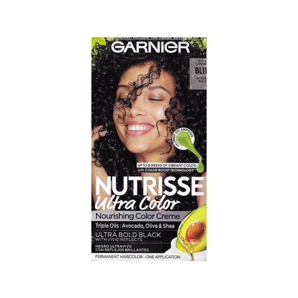 Garnier Nutrisse Ultra Color Nourishing Color Creme Hair Color Permanent (BL11 Black Currant) Ultra Bold Black with Vivid Reflects - DollarFanatic.com
