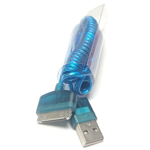 GetCharged 30-Pin USB Charging Coil Cable for iPhone 4/4s/iPad (Select Color) Transparent Color Design - DollarFanatic.com