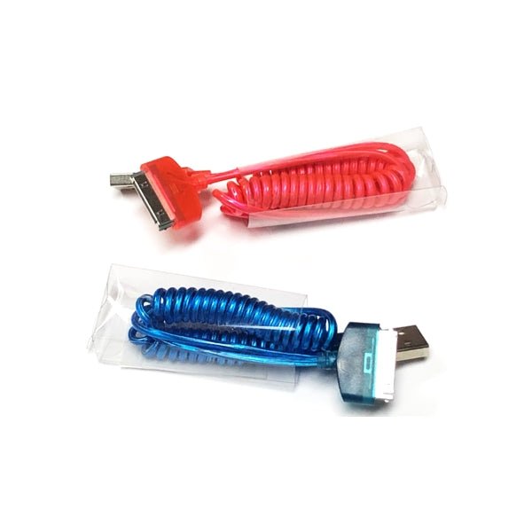 GetCharged 30-Pin USB Charging Coil Cable for iPhone 4/4s/iPad (Select Color) Transparent Color Design - DollarFanatic.com