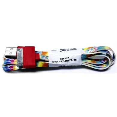 GetCharged 30-Pin USB Charging Flat Cable for iPhone 4/4s/iPad (Select Style) Print Color Design - DollarFanatic.com