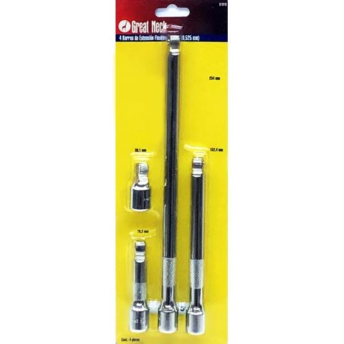 Great Neck 3/8'' Drive Wobble Extension Bar Set (S1810) Chrome Vanadium - Dollar Fanatic