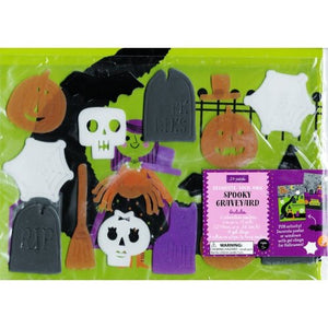 Happy Spooky Halloween 26-piece Gel Clings & Posters Set (Spooky Graveyard) - DollarFanatic.com