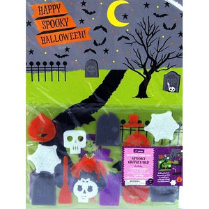 Happy Spooky Halloween 26-piece Gel Clings & Posters Set (Spooky Graveyard) - DollarFanatic.com