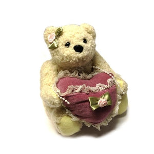 Heart and Rose Bear Plush Stuffed Animal - 6" (Select Color) - DollarFanatic.com