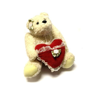 Heart and Rose Bear Plush Stuffed Animal - 6" (Select Color) - DollarFanatic.com