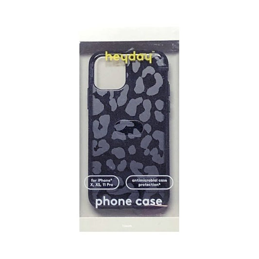 HeyDay iPhone 11 Pro Antimicrobial Hard Shell Phone Case with Rubber Bumpers - Black/Leopard (Also fits iPhone X, iPhone XS) - Dollar Fanatic