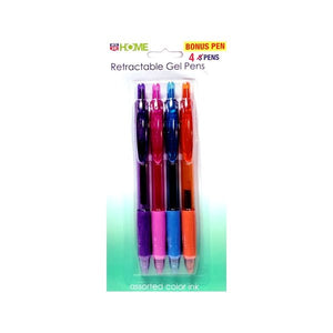 Home Retractable Gel Pens (4 Pack) Assorted Colors 