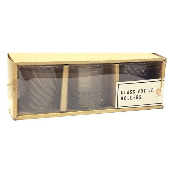 Horizon Decorative Glass Votive Candle Holders (3-Piece Set) Select Style - DollarFanatic.com