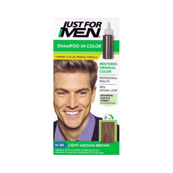 Just for Men Shampoo-In Hair Color Kit (H-30 Light Medium Brown) Lasts up to 8 Weeks - DollarFanatic.com