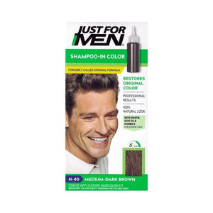 Just for Men Shampoo-In Hair Color Kit (H-40 Medium Dark Brown) Lasts up to 8 Weeks - DollarFanatic.com