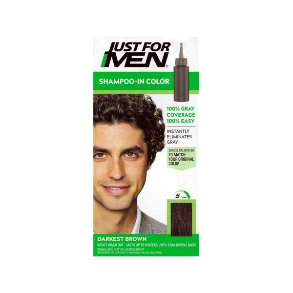 Just for Men Shampoo-In Hair Color Kit (H-50 Darkest Brown) Lasts up to 8 Weeks - DollarFanatic.com