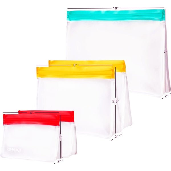 Keeper Life Reusable Gusseted Storage Bags - Assorted Sizes (5 Pack) Leaf Proof & Freezer Safe - DollarFanatic.com