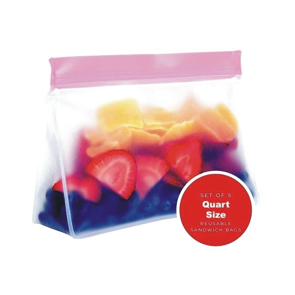 Keeper Life Reusable Gusseted Storage Bags - Quart Size (5 Pack) Leak Proof & Freezer Safe - DollarFanatic.com