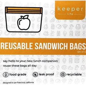 Keeper Life Reusable Storage Bags - Assorted Sizes (5 Pack) Food Safe, Freezer Safe - DollarFanatic.com