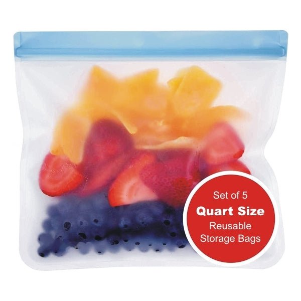 Keeper Life Reusable Storage Bags - Quart Size (5 Pack) Food Safe, Freezer Safe - DollarFanatic.com