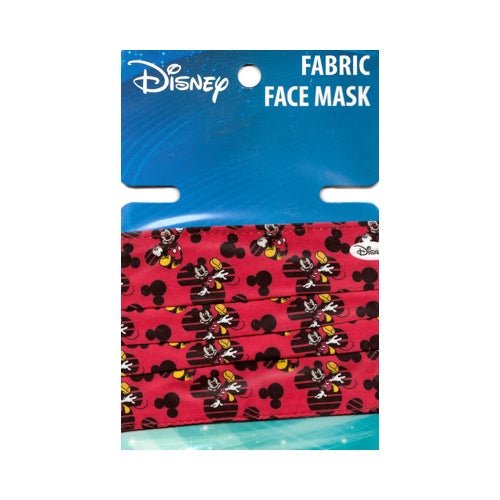 Kids 2-Layer Pleated Fabric Face Mask with Ear Loops - Mickey Mouse (1 Count) - DollarFanatic.com