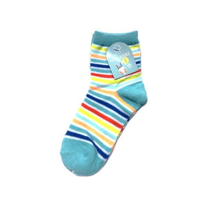 Kids Colorful Socks - Blue with Multicolor Stripes (One Pair) Select Size - DollarFanatic.com