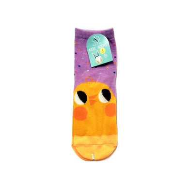 Kids Colorful Socks - Lavender with Baby Chick (One Pair) Select Size - DollarFanatic.com