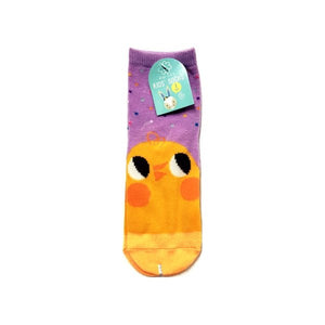 Kids Colorful Socks - Lavender with Baby Chick (One Pair) Select Size - DollarFanatic.com