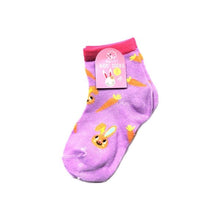 Kids Colorful Socks - Lavender with Carrots & Bunny (One Pair) Select Size - DollarFanatic.com