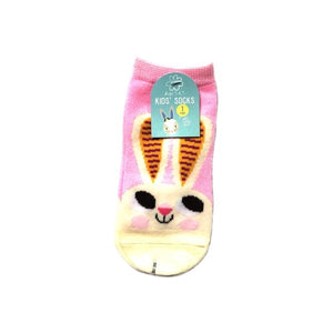 Kids Colorful Socks - Pink with Bunny (One Pair) Select Size - DollarFanatic.com