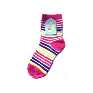 Kids Colorful Socks - Pink with Multicolor Stripes (One Pair) Select Size - DollarFanatic.com